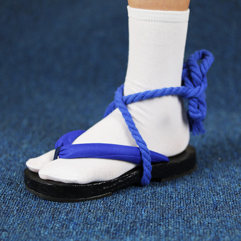 Geta Wooden Sandal - ブルーストラップゲタサンダル – コスプレ用日本製木製下駄、着物舞台用靴、小道具アクセサリー