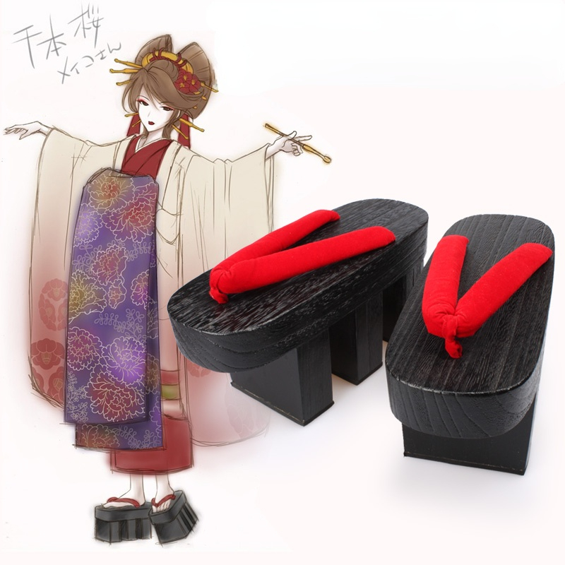 Geta Wooden Sandal - 日本の基準を持つ女性のための木製サンダル,日本のgeta,bidentate onmyouji ssr風水ビーチサンダル,日本のスタイル,11.5cm
