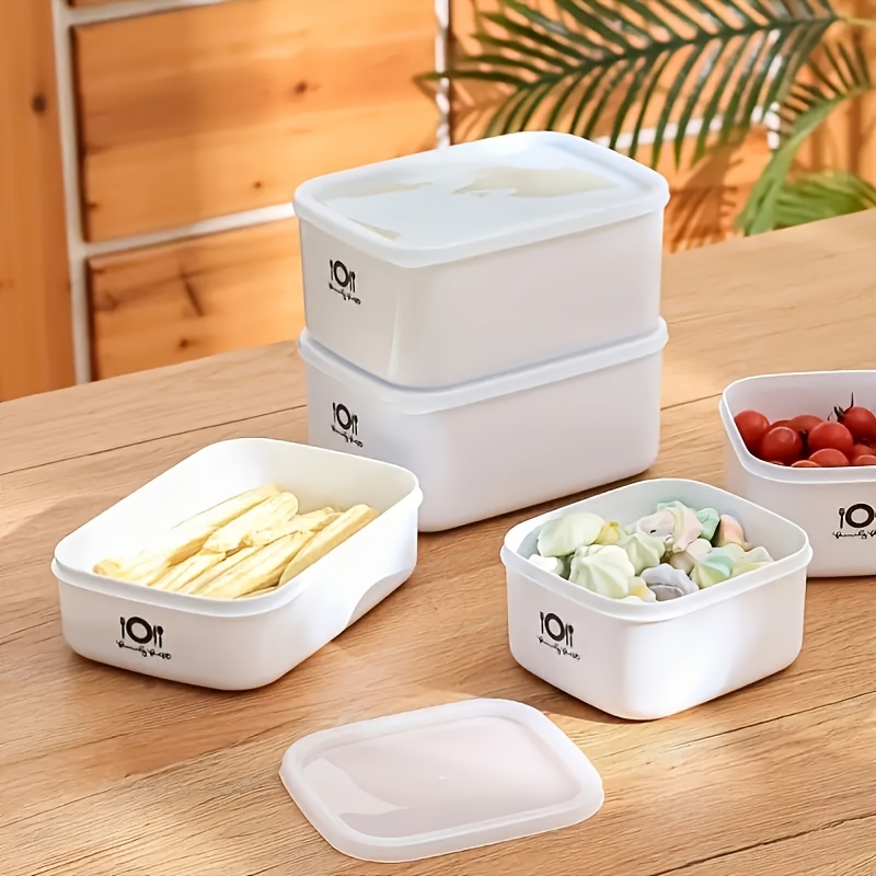 Bento Box - 食品グレードの長方形プラスチック製ランチ弁当箱、蓋付き密閉保存容器、学生用、電子レンジ・冷蔵庫対応