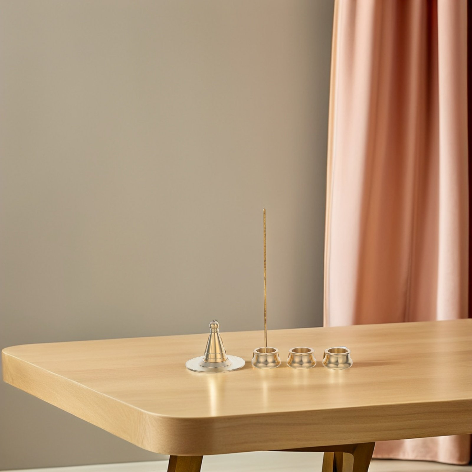 Incense Holder - 1セットお香コーン型セット DIY製作キット ミニ銅製コーンホルダー 分離式灰受け皿 室内用フレグランスバーナー 瞑想用