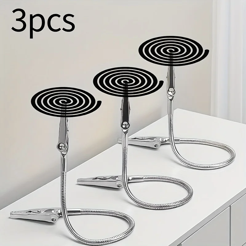 Incense Holder - 3個入り蚊取り線香ホルダークリップ、調整可能な金属製線香スタンド、ワニ口クリップ、フレキシブルホース、アウトドアキャンプや家庭用