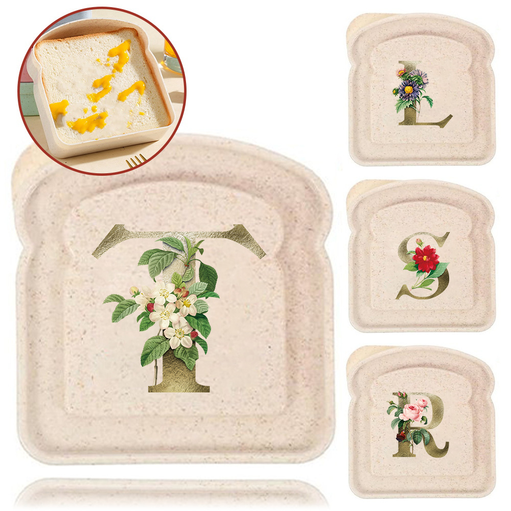 Bento Box - エコ素材の麦わら製サンドイッチ保存ケース。トースト型で、繰り返し使える弁当箱。家庭や屋外での使用に最適。