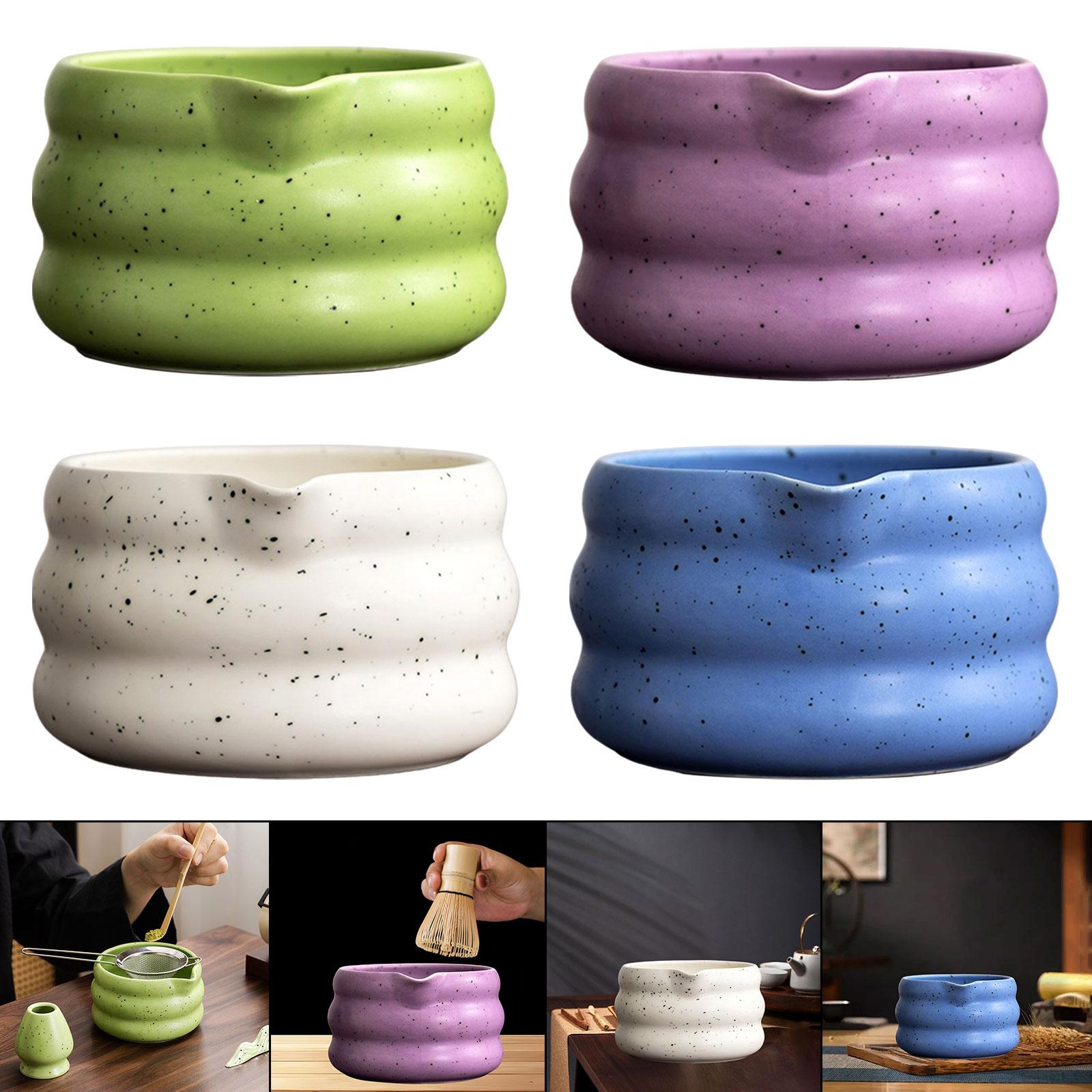 Japanese Tea - 日本の抹茶茶碗 陶器の茶碗 注ぎ口付きでお手入れ簡単 茶道具 伝統的な抹茶の儀式用 キッチンや家庭用