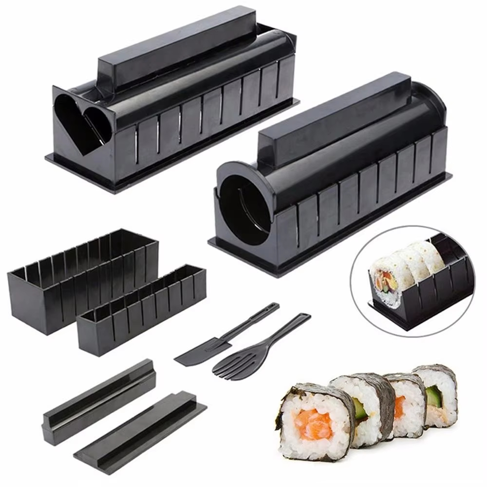 Sushi Making Kit - 3/10個セット 日本の寿司メーカー 3種類の形状 寿司作りキット ロールライスモールド DIY