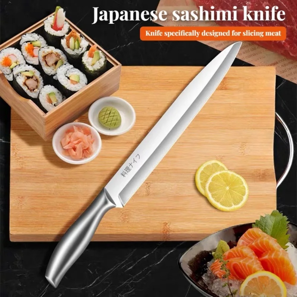 Japanese Knife - PLYS-プロ仕様の日本製キッチンサーモン刺身包丁 家庭用 ステンレス製サーモン刺身包丁 シャープな特殊包丁