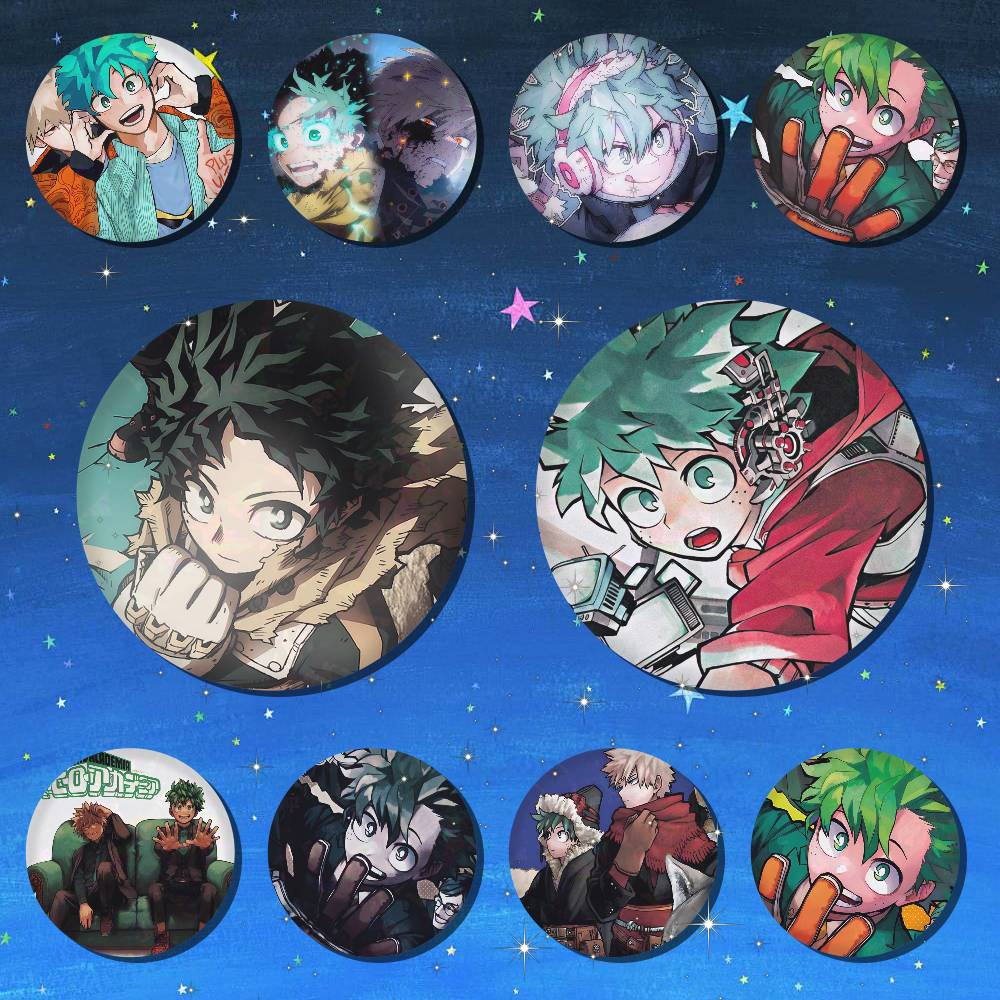 Furoshiki - A-緑谷出久 爆豪勝己 アニメラウンドバッジ、ブローチ、衣料品アクセサリー、誕生日プレゼント、アニメコンベンション