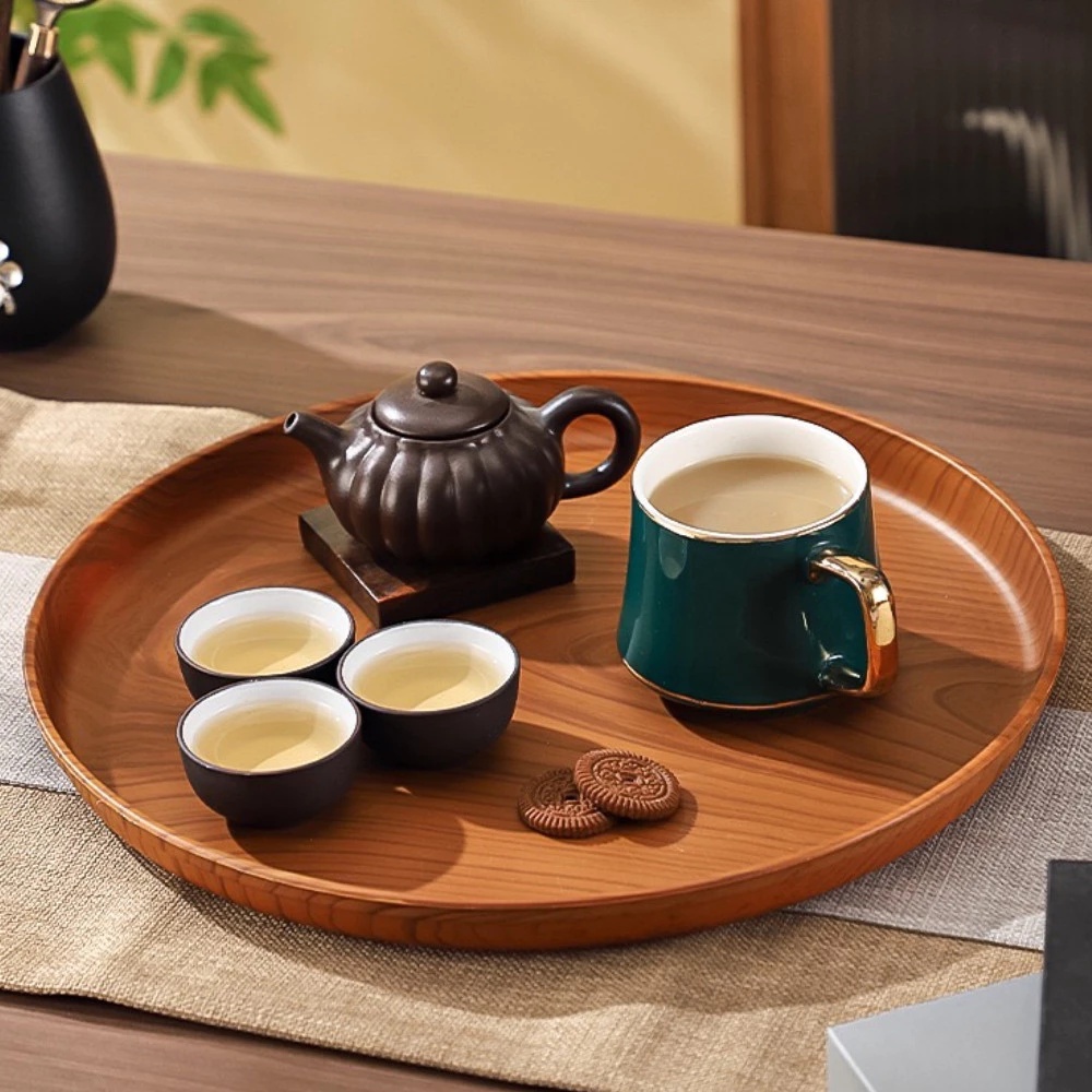 1個入りプラスチック製丸型デザートプレート、和風木製コーヒー - Japanese Snacks のレビューと価格