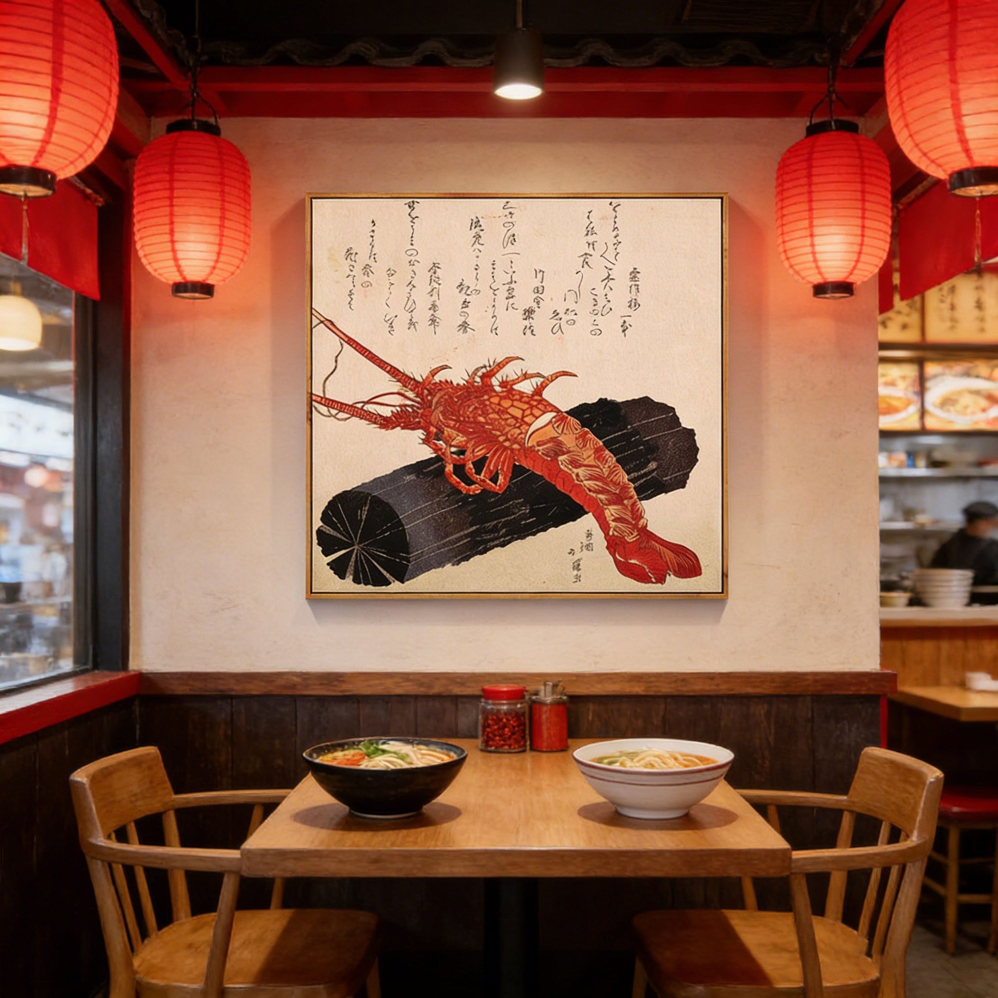 日本の浮世絵風ロブスターキャンバスポスター伝統的な海鮮木版画 - Japanese Restaurant Lifestyle のレビューと価格