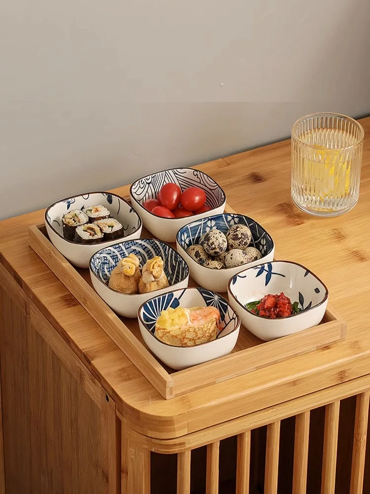 和風セラミック調味料皿 正方形 家庭用 小さなスナック皿 前 - Japanese Snacks のレビューと価格