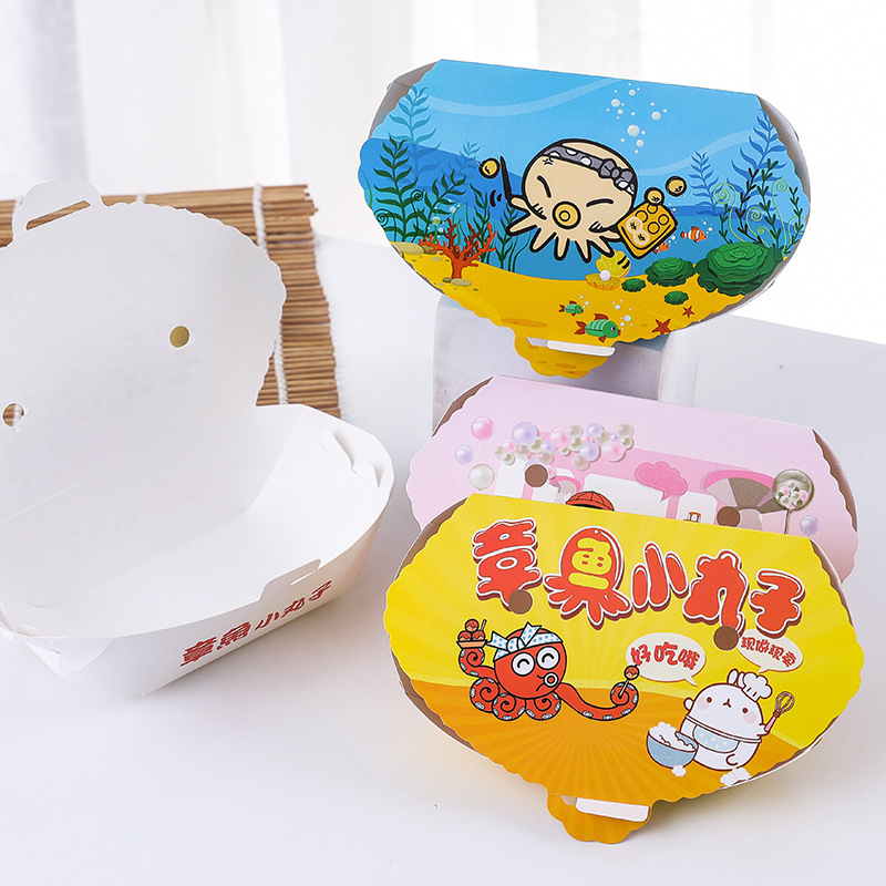 100 個使い捨て漫画タコボール包装箱日本の屋台の食べ物たこ - Japanese Snacks のレビューと価格