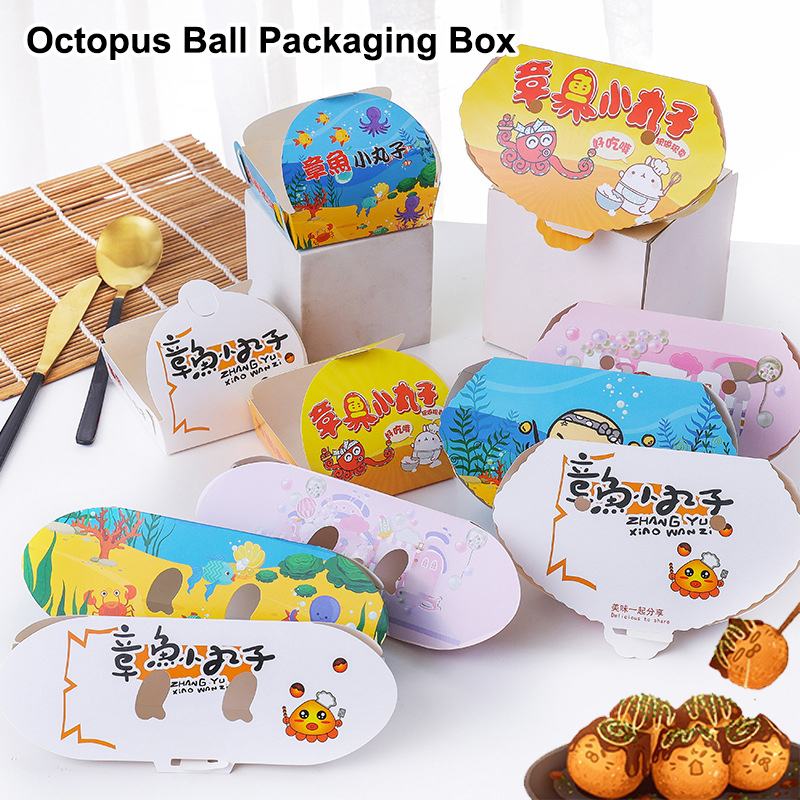 100 個使い捨て漫画タコボール包装箱日本の屋台の食べ物たこ - Japanese Snacks のレビューと価格