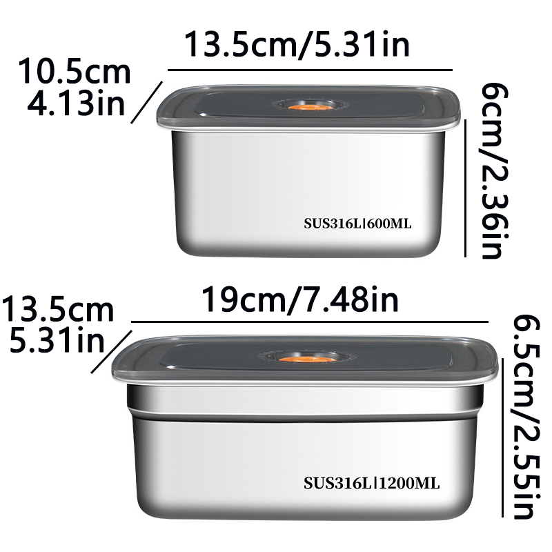 食品グレード316ステンレス鋼製鮮度保持ボックス 冷蔵庫対応 - Bento Box のレビューと価格