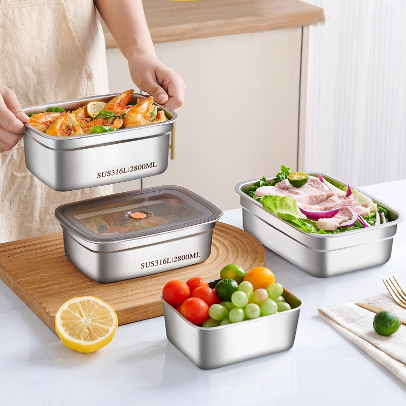 食品グレード316ステンレス鋼製鮮度保持ボックス 冷蔵庫対応 - Bento Box のレビューと価格