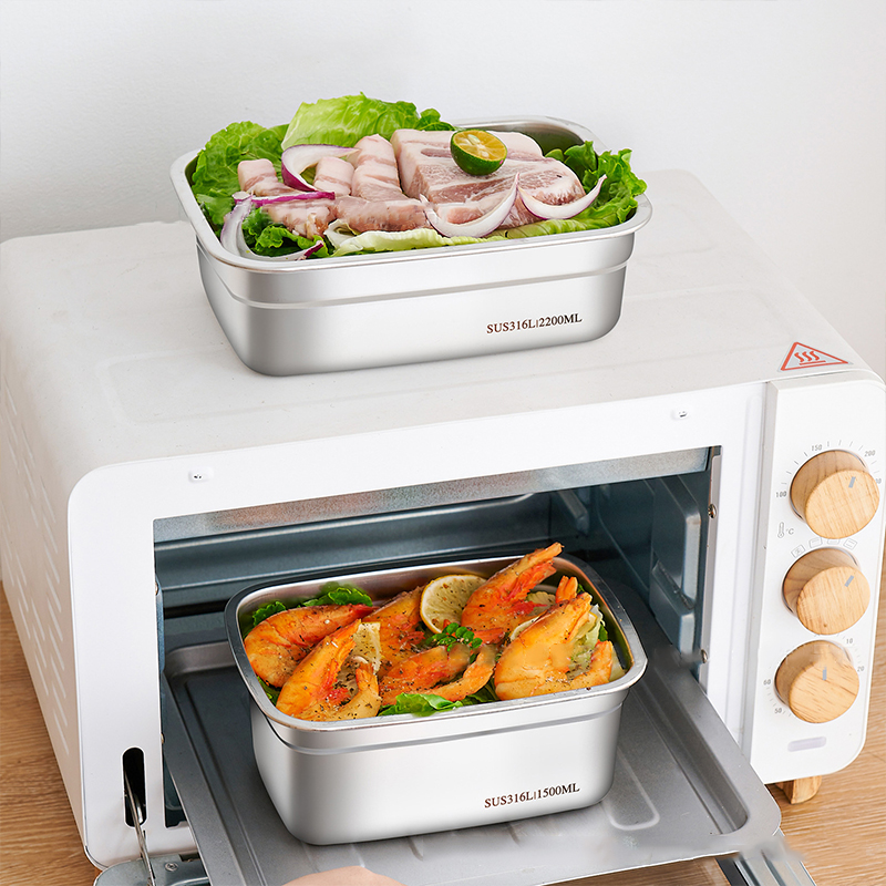 食品グレード316ステンレス鋼製鮮度保持ボックス 冷蔵庫対応 - Bento Box のレビューと価格