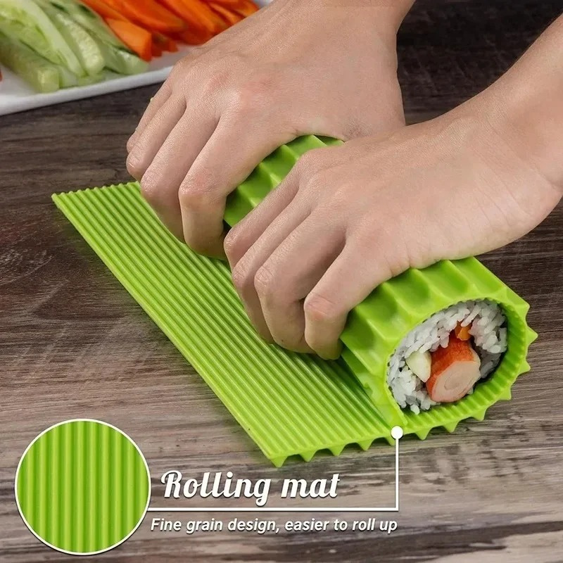 再利用可能なシリコン製寿司ローラー竹模様ハンドロールマット、 - Sushi Making Kit のレビューと価格