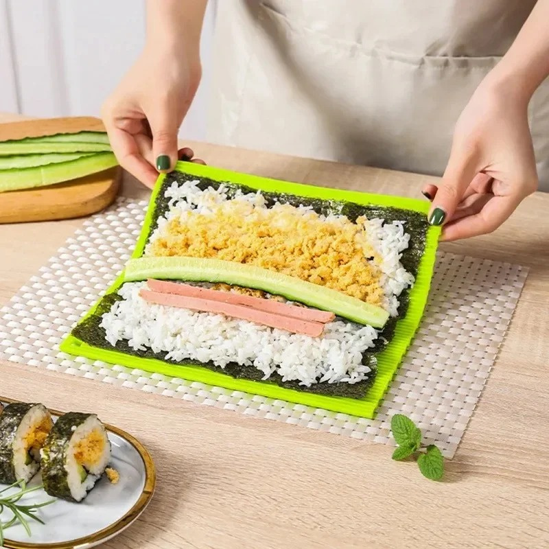 再利用可能なシリコン製寿司ローラー竹模様ハンドロールマット、 - Sushi Making Kit のレビューと価格