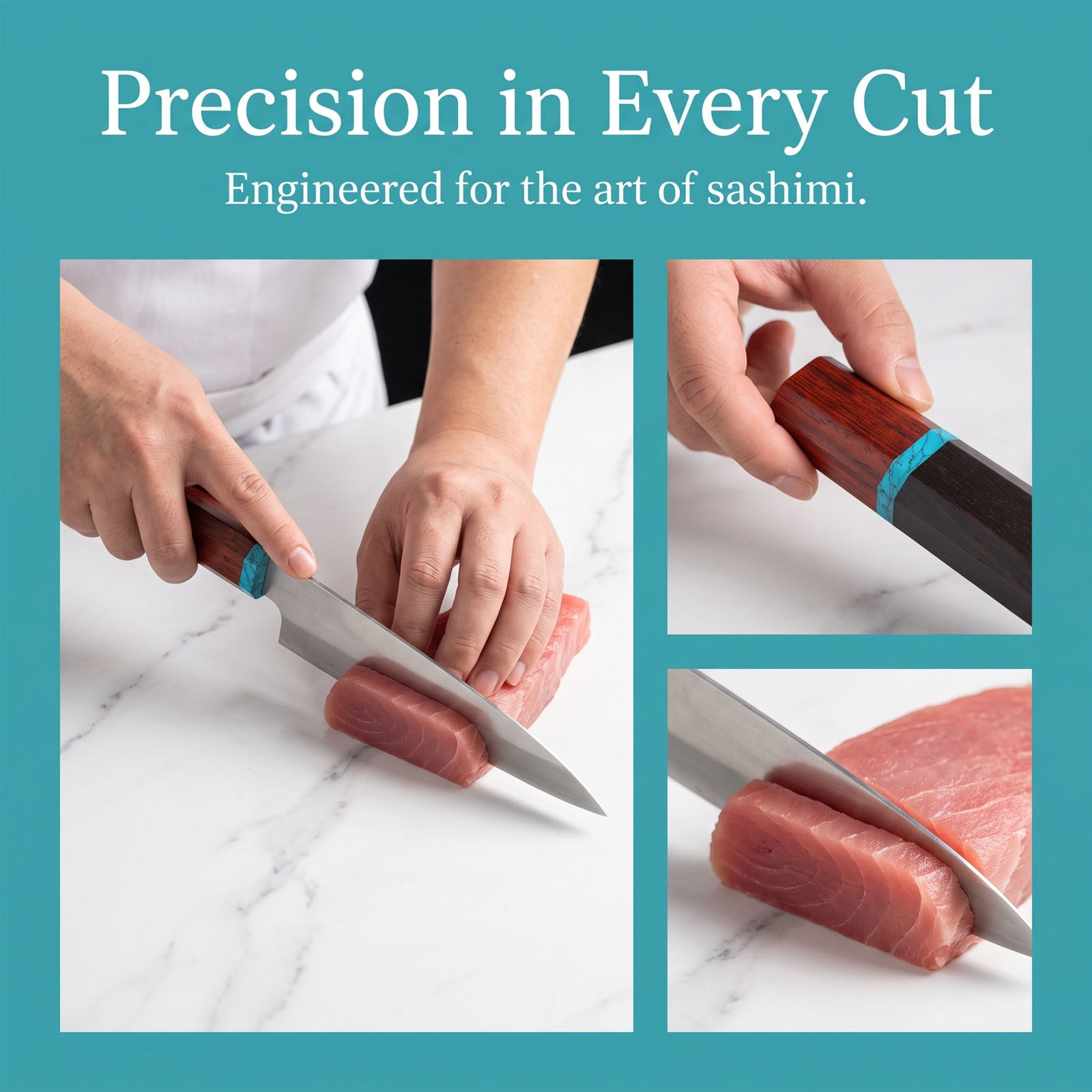 木製の日本のキッチンナイフ用ハンドル。八角形で滑り止め加工が - Japanese Knife のレビューと価格