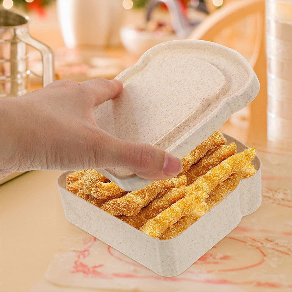 再利用可能なトースト弁当ケース。密閉できる蓋付きで、サンドイ - Bento Box のレビューと価格