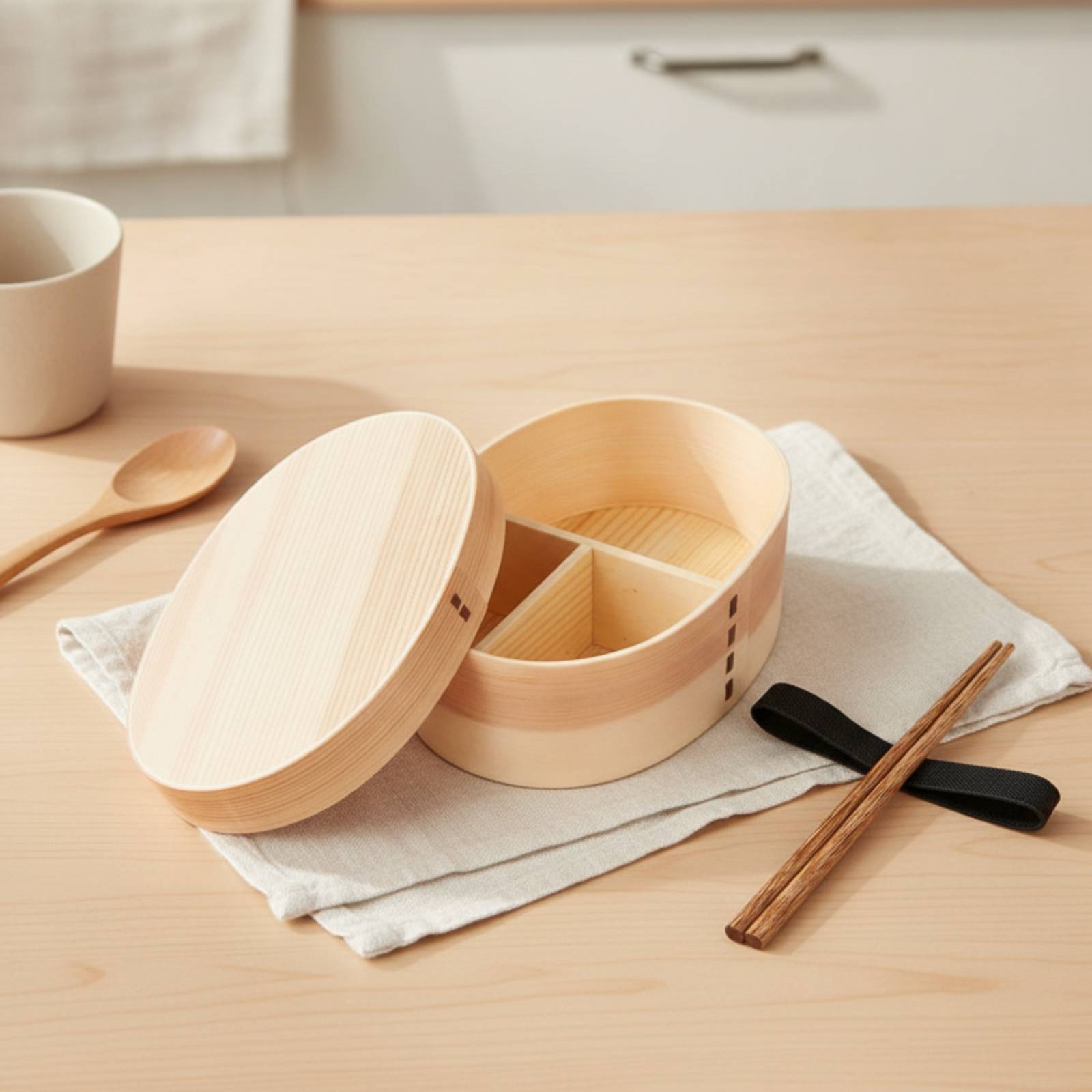 木製弁当箱 和風弁当箱 仕切り付き容器 伝統的な天然素材 オ - Bento Box のレビューと価格