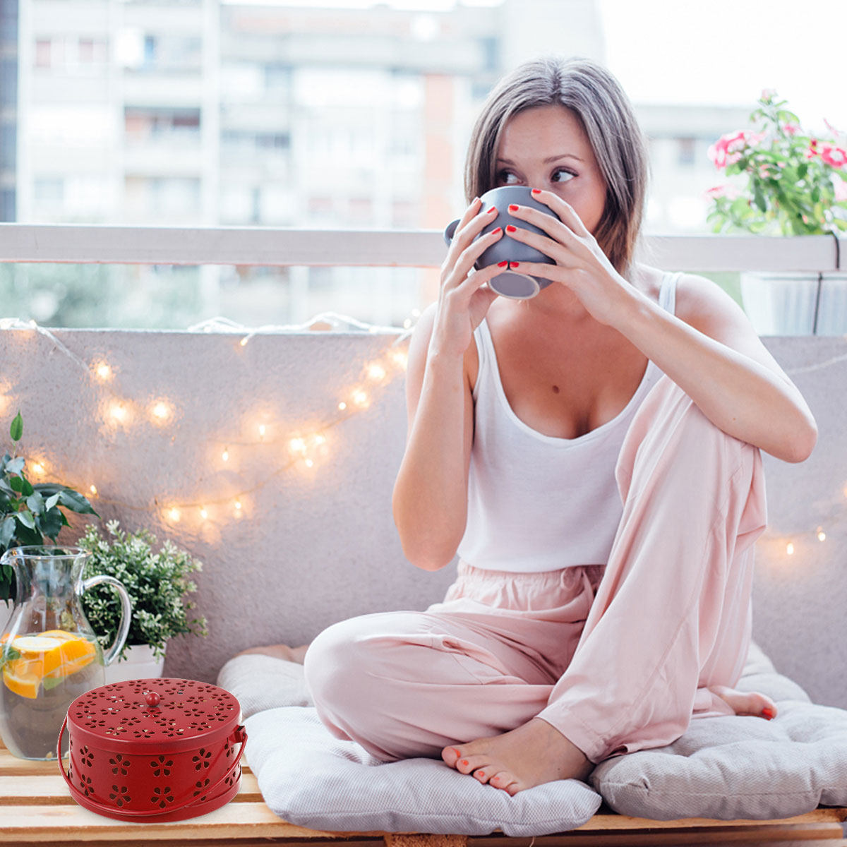 箱型、耐火性、金属製、レトロデザイン、くり抜きハンドル、赤い - Incense Holder のレビューと価格