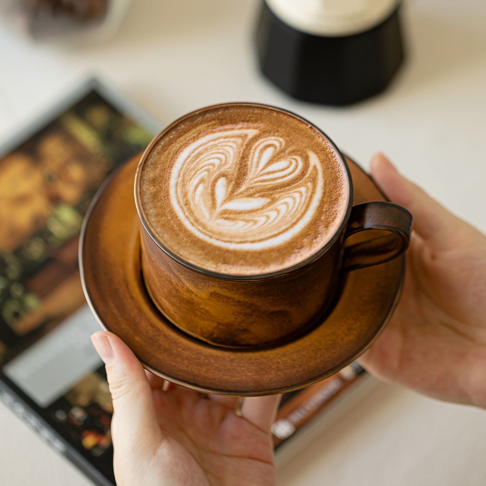 日本のレトロなコーヒーカップとプレートセット 大容量250m - Japanese Pottery のレビューと価格