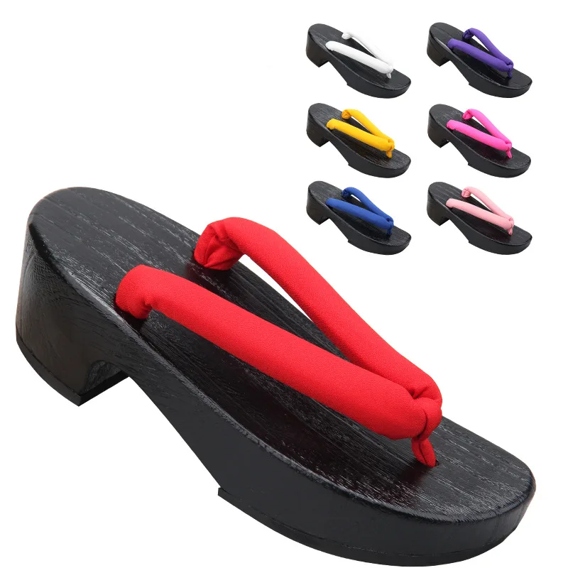 女性用ブラック三日月形木製サンダルクラシック日本下駄夏用ビー - Geta Wooden Sandal のレビューと価格