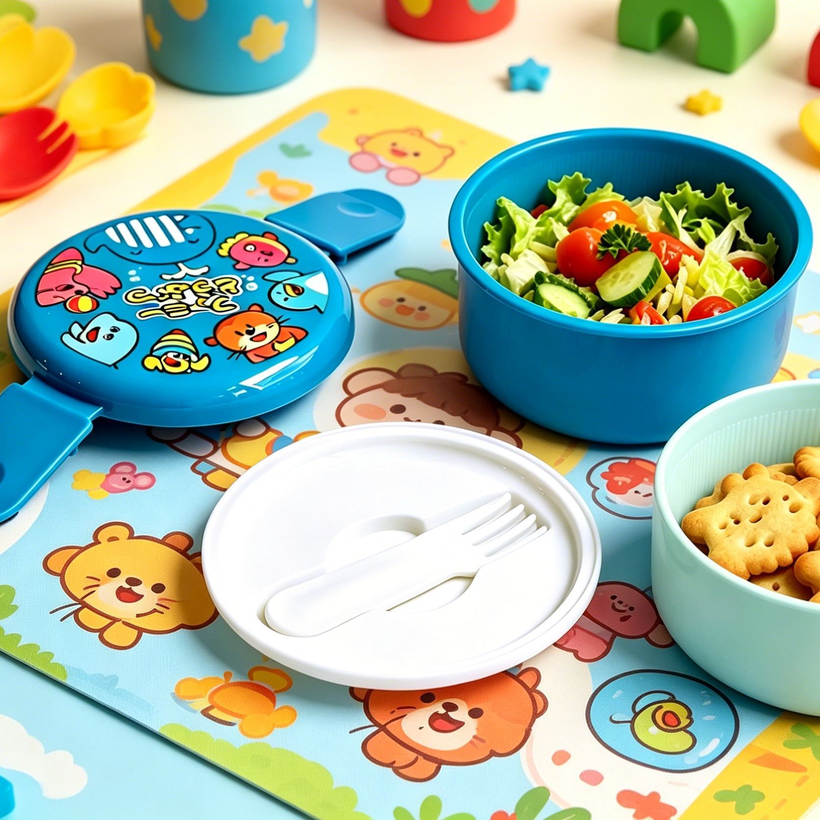 ミニ動物ランチボックス日本製二層丸型かわいい弁当箱子供用フル - Japanese Snacks のレビューと価格