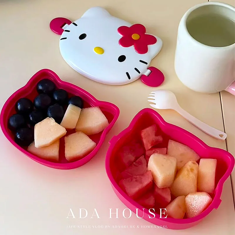 かわいいハローキティ型ランチボックス、携帯用漫画弁当箱、スプ - Japanese Snacks のレビューと価格