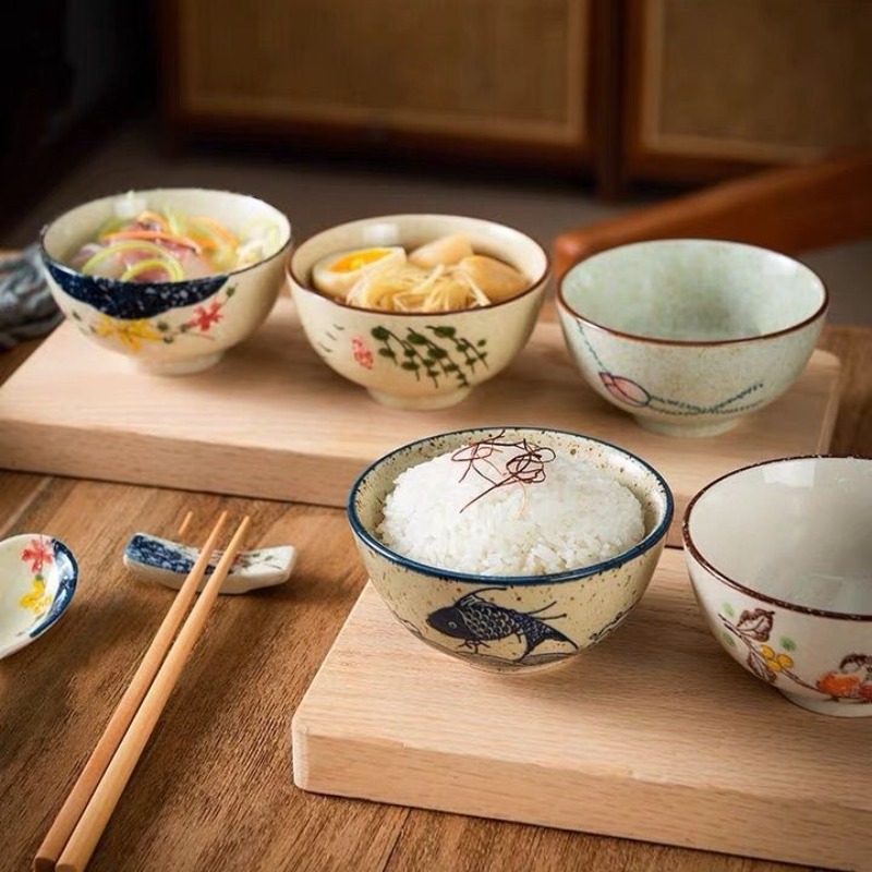 5インチ和風セラミックライスボウル、厚みのある耐熱性、高足ボ - Japanese Pottery のレビューと価格