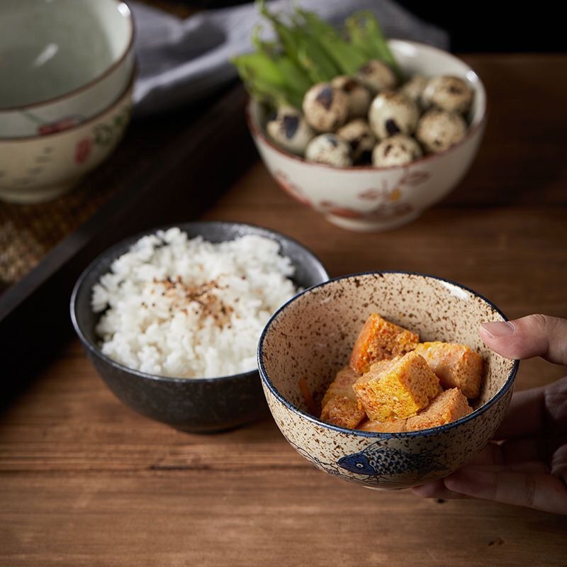 5インチ和風セラミックライスボウル、厚みのある耐熱性、高足ボ - Japanese Pottery のレビューと価格