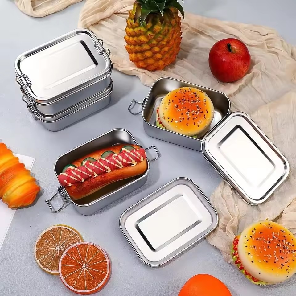 耐久性のあるステンレス製弁当箱 大容量 正方形ランチボックス - Bento Box のレビューと価格