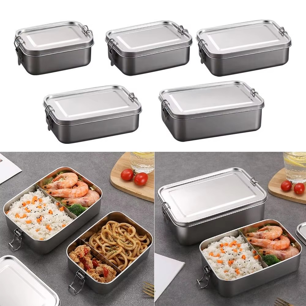 耐久性のあるステンレス製弁当箱 大容量 正方形ランチボックス - Bento Box のレビューと価格